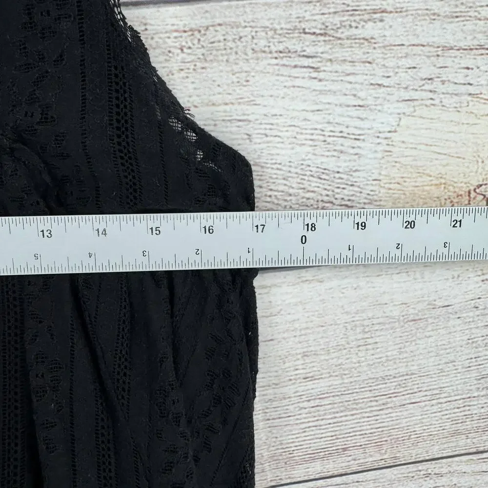 Free People Lace Mini Dress Womens Small Black‎ Sleeveless Back Zip